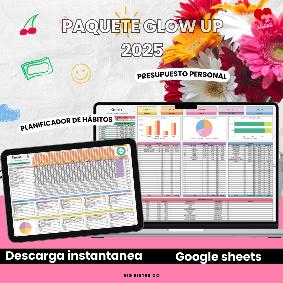 Paquete “Glow Up”: Planificador de Hábitos y Control de Presupuesto